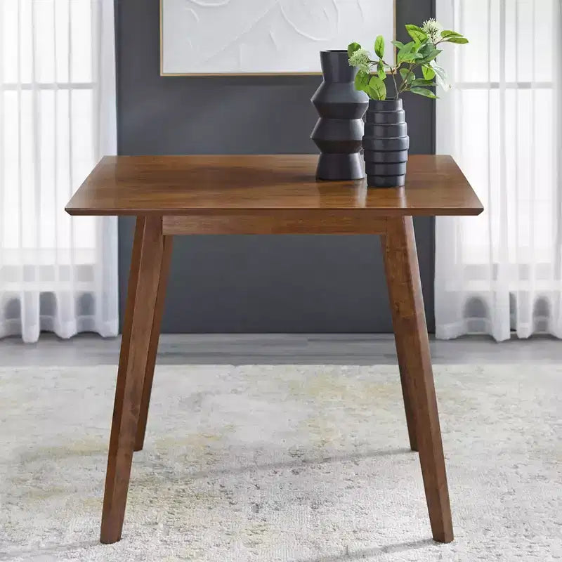 Buylateral Clybourn Table à manger carrée noyer mi-siècle moderne : Style moderne du milieu du siècle, pieds en hévéa, plateau en MDF