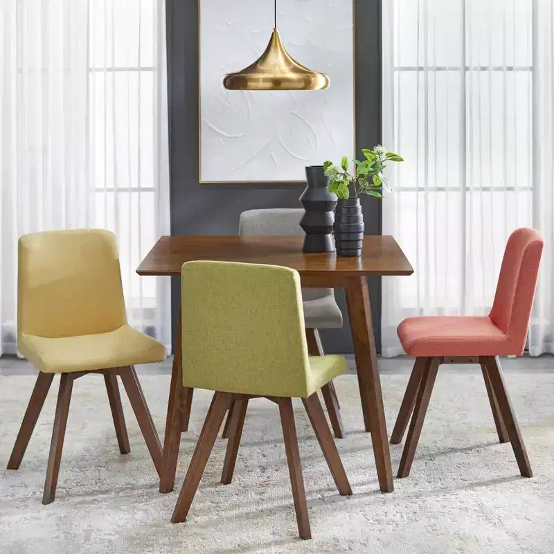 Buylateral Clybourn Table à manger carrée noyer mi-siècle moderne : Style moderne du milieu du siècle, pieds en hévéa, plateau en MDF