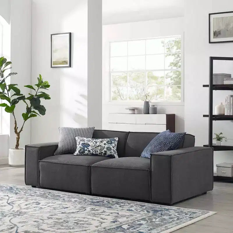 Modway Canapé d'angle réversible 2 places Restore anthracite : Canapé modulaire contemporain, revêtement en polyester, cadre en bois