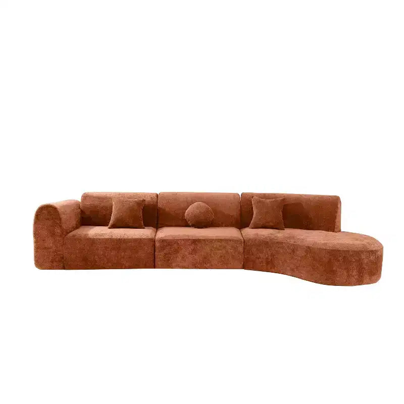Christopher Knight Home Lyla 140" Modern Fully Compressed Sponge 5 Seater Curved Sectional Sofa Orange