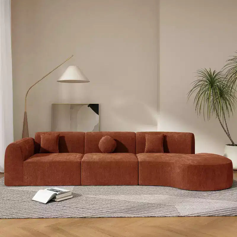 Christopher Knight Home Lyla, Canapé d'angle incurvé 5 places moderne en éponge entièrement compressée, 140", orange