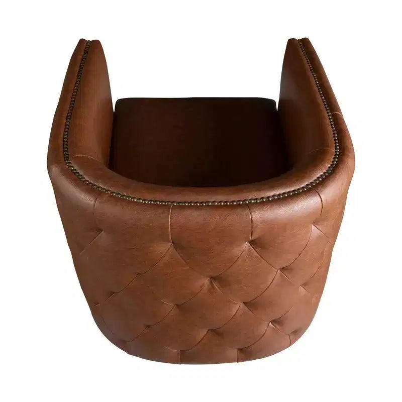 Fauteuil pivotant Milton Tufted Barrel marron - Madison Park : rembourré, aucun assemblage, finition bronze plaqué