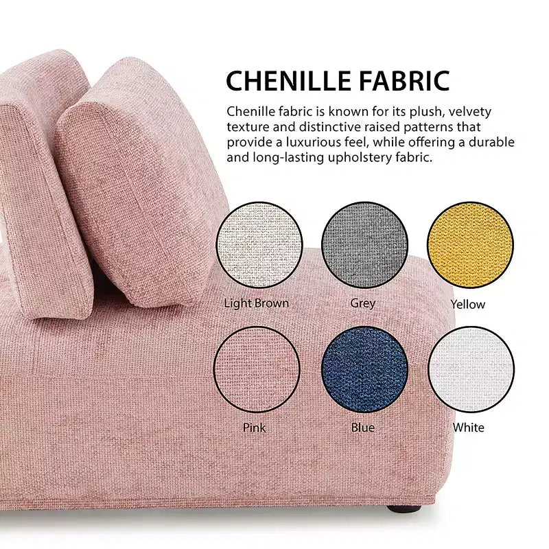 MAISONS : Intérieur + Extérieur Fauteuil sans accoudoirs modulaire moderne Povoa en chenille avec dossier extensible marron clair