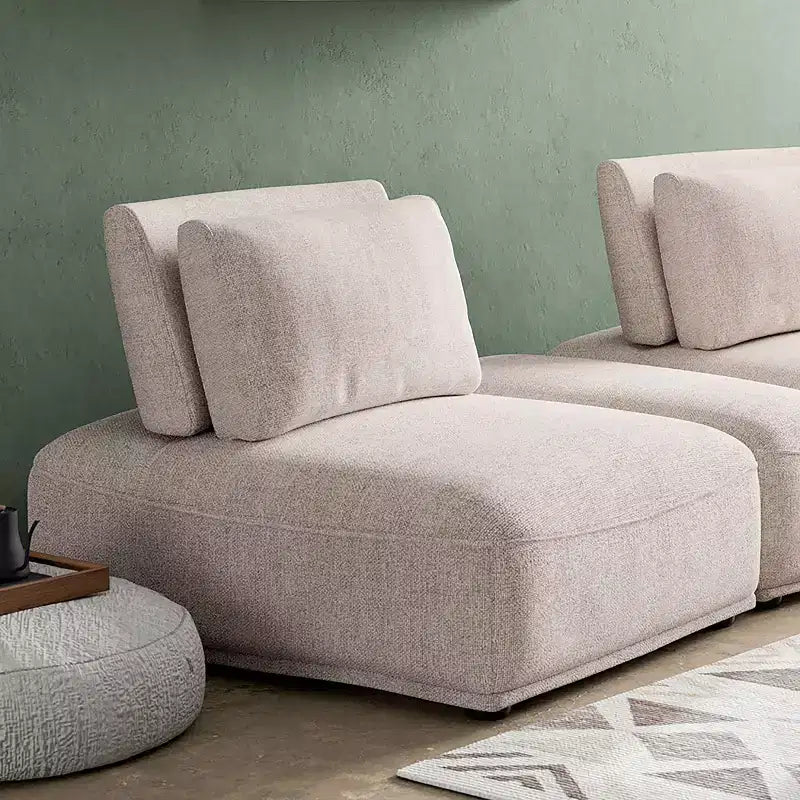 MAISONS : Intérieur + Extérieur Fauteuil sans accoudoirs modulaire moderne Povoa en chenille avec dossier extensible marron clair