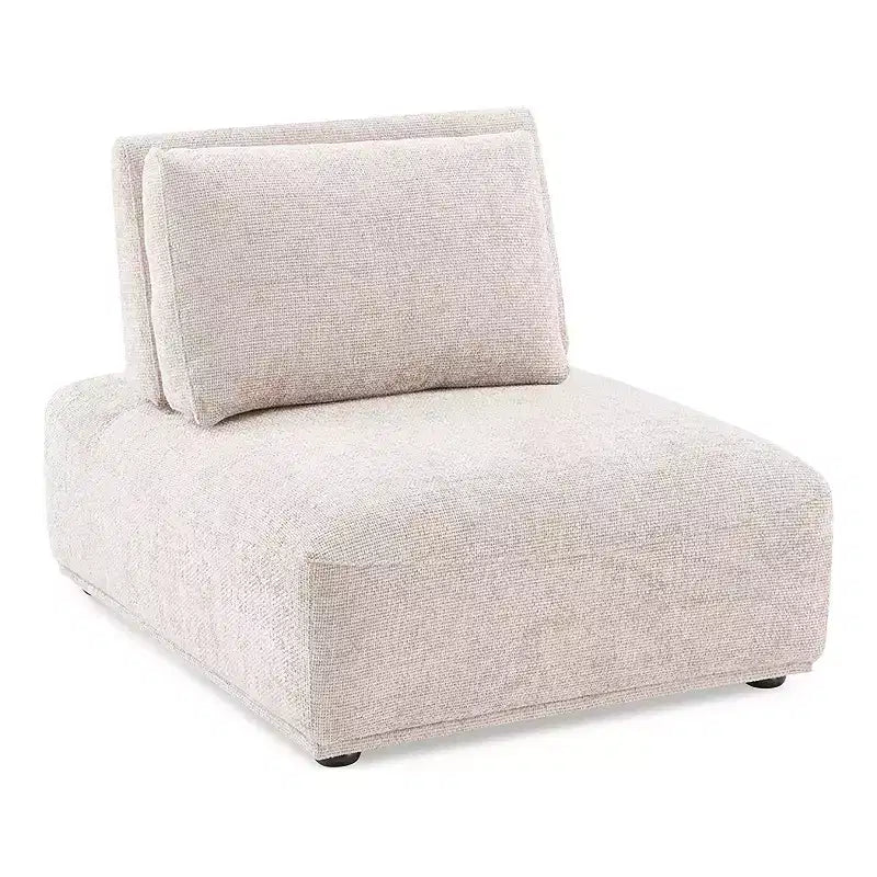 MAISONS : Intérieur + Extérieur Fauteuil sans accoudoirs modulaire moderne Povoa en chenille avec dossier extensible marron clair