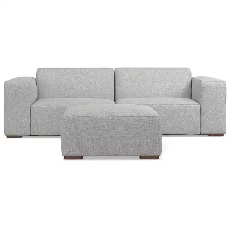 Canapé deux places avec pouf WyndenHall Biggs gris pâle