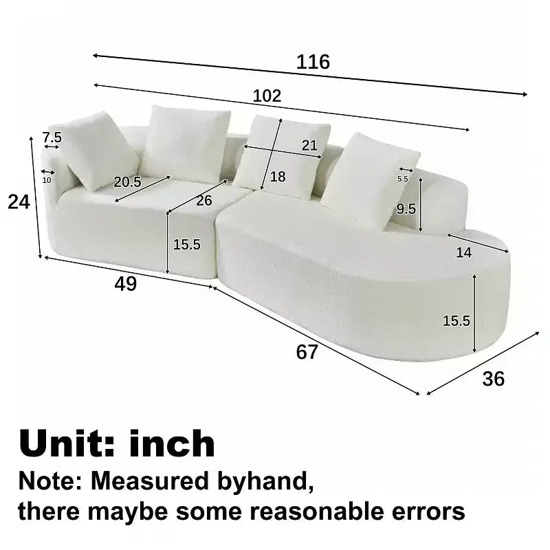 Christopher Knight Home Vivian Canapé d'angle incurvé moderne 295 cm en éponge haute densité avec 4 coussins Beige