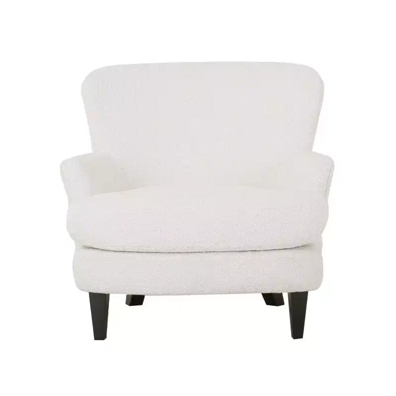 Christopher Knight Home Hartshorn Ensemble fauteuil club et pouf rembourrés en tissu bouclé Amande/Noir mat