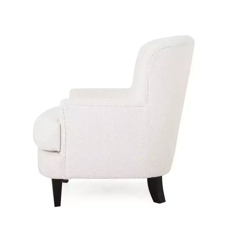 Christopher Knight Home Hartshorn Ensemble fauteuil club et pouf rembourrés en tissu bouclé Amande/Noir mat