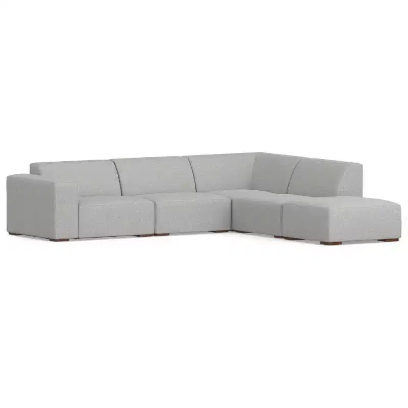 WyndenHall Biggs Right Sectional and Ottoman Pale Gray