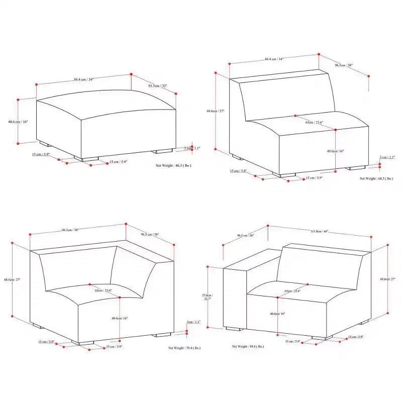 Canapé d'angle droit WyndenHall Biggs et pouf gris pâle