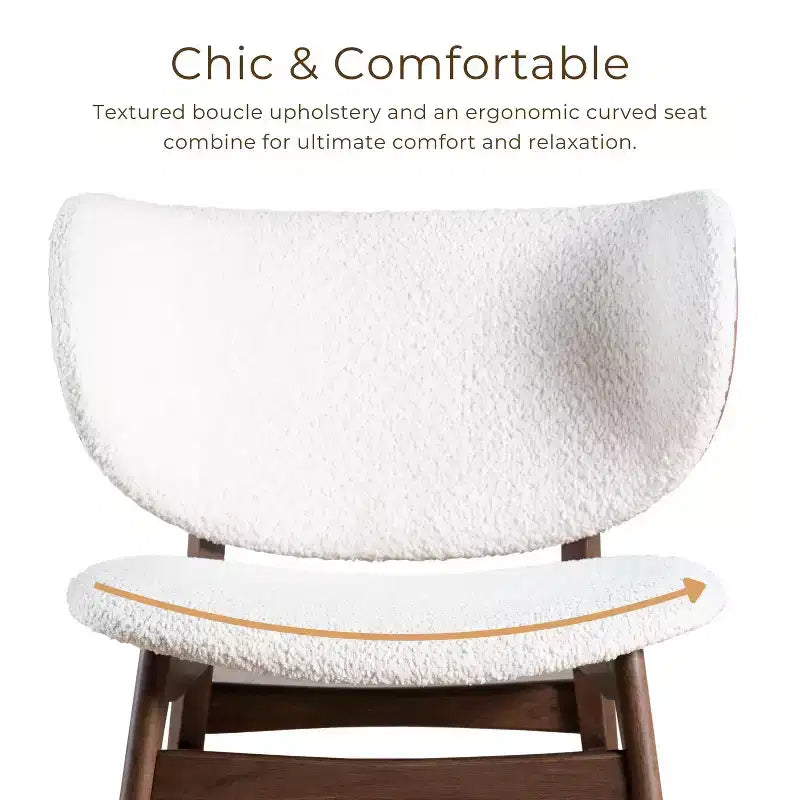 HOMES: Inside + Out Fauteuil d'appoint Mid-Century Modern Wingback Boucle River Run Noyer