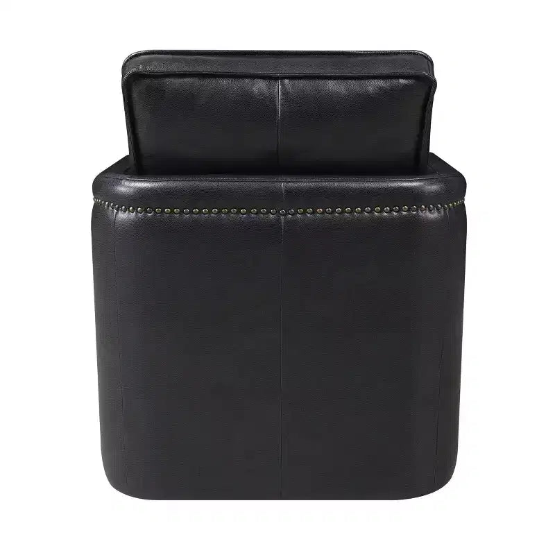 Fauteuil d'appoint Rocha 76 cm Cuir Aire Noir : Pivotant, Coussins amovibles, Similicuir, Cadre en bois, Style contemporain
