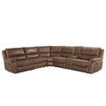 Steve Silver Co. 6pc Lehi Manual Reclining Sectional Sofas Cocoa Brown: Faux Leather, USB Port, Storage