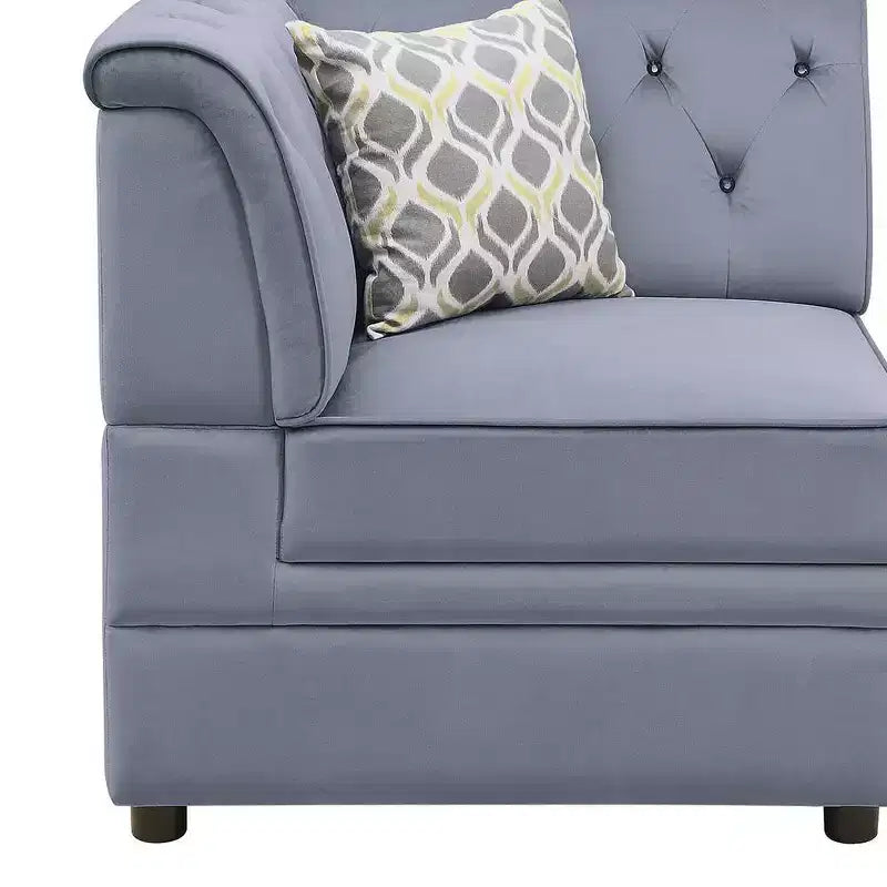 Acme Furniture Bois II Canapé d'angle modulaire en velours gris