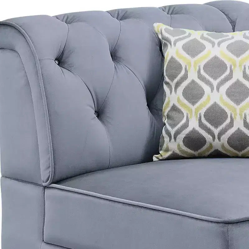 Acme Furniture Bois II Canapé d'angle modulaire en velours gris