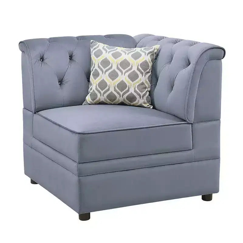Acme Furniture Bois II Canapé d'angle modulaire en velours gris