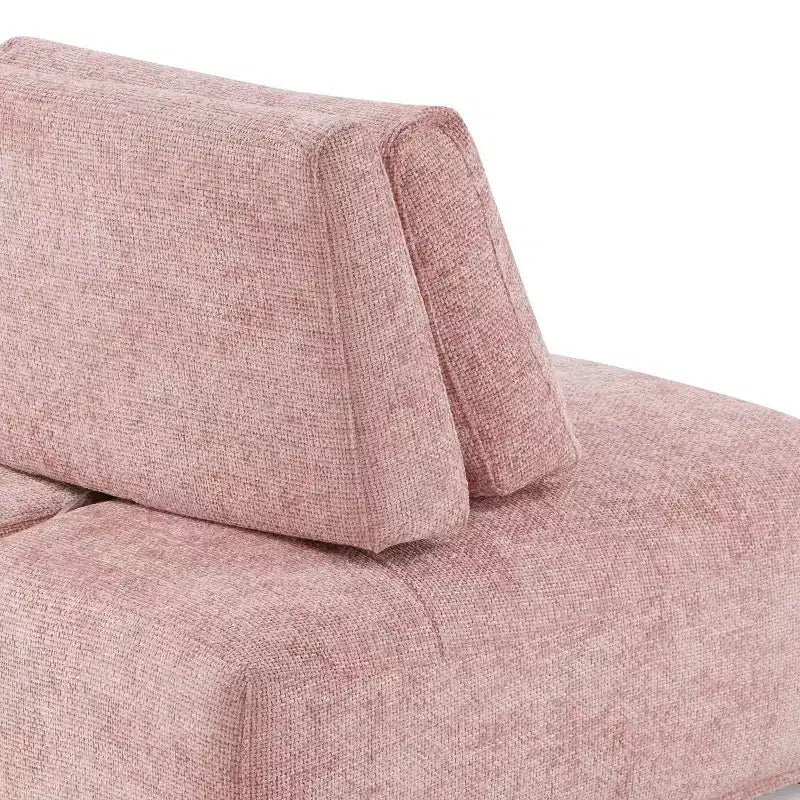 HOMES: Inside + Out Povoa, Chaise sans accoudoirs trapézoïdale modulaire moderne en chenille avec dossier extensible, Rose