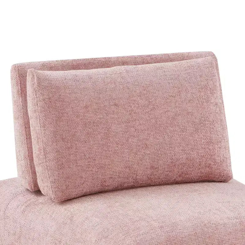 HOMES: Inside + Out Povoa, Chaise sans accoudoirs trapézoïdale modulaire moderne en chenille avec dossier extensible, Rose