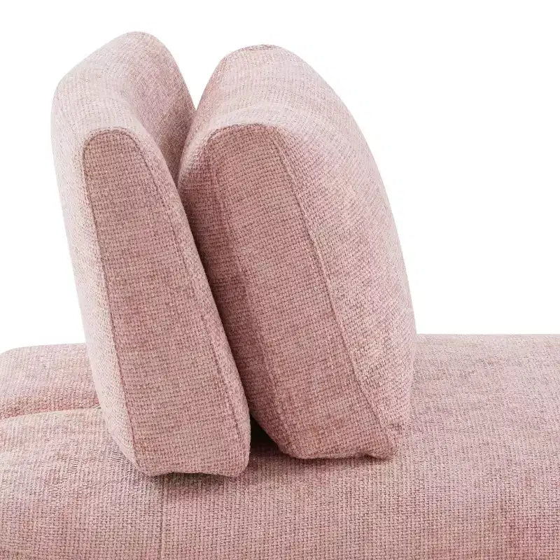 HOMES: Inside + Out Povoa, Chaise sans accoudoirs trapézoïdale modulaire moderne en chenille avec dossier extensible, Rose