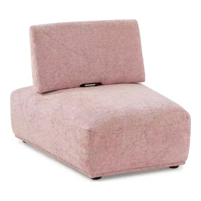 HOMES: Inside + Out Povoa, Chaise sans accoudoirs trapézoïdale modulaire moderne en chenille avec dossier extensible, Rose