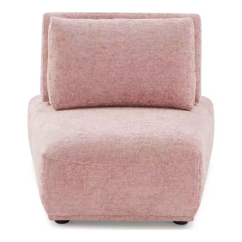 HOMES: Inside + Out Povoa, Chaise sans accoudoirs trapézoïdale modulaire moderne en chenille avec dossier extensible, Rose