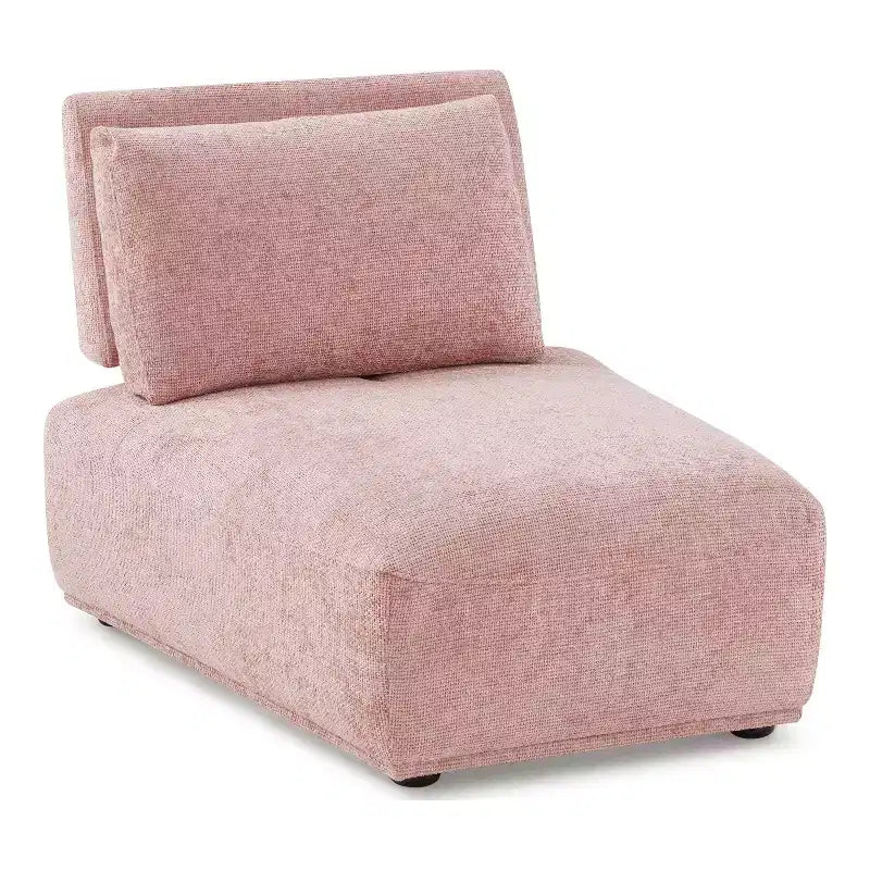 HOMES: Inside + Out Povoa, Chaise sans accoudoirs trapézoïdale modulaire moderne en chenille avec dossier extensible, Rose