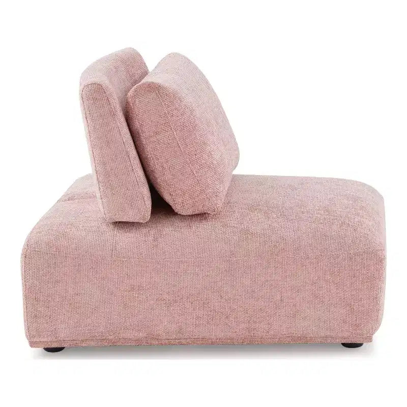 HOMES: Inside + Out Povoa, Chaise sans accoudoirs trapézoïdale modulaire moderne en chenille avec dossier extensible, Rose