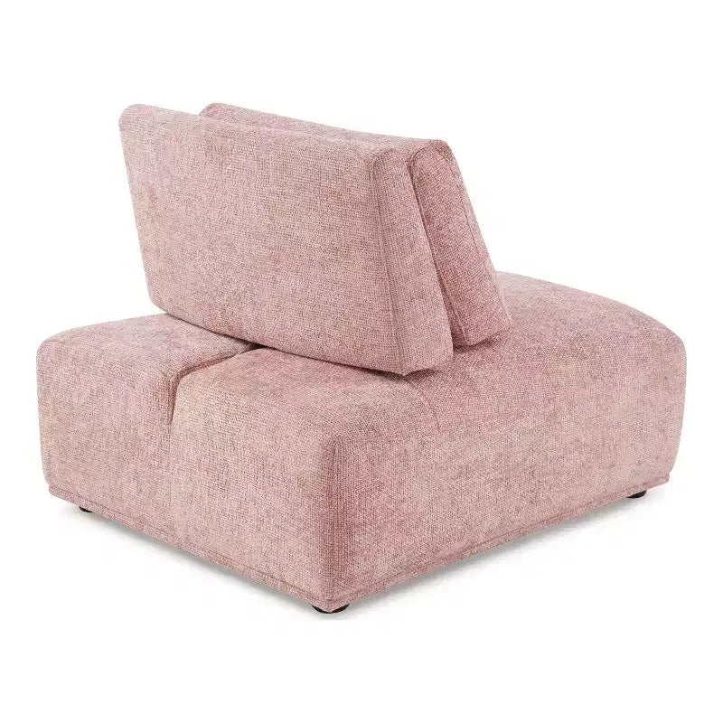 HOMES: Inside + Out Povoa, Chaise sans accoudoirs trapézoïdale modulaire moderne en chenille avec dossier extensible, Rose
