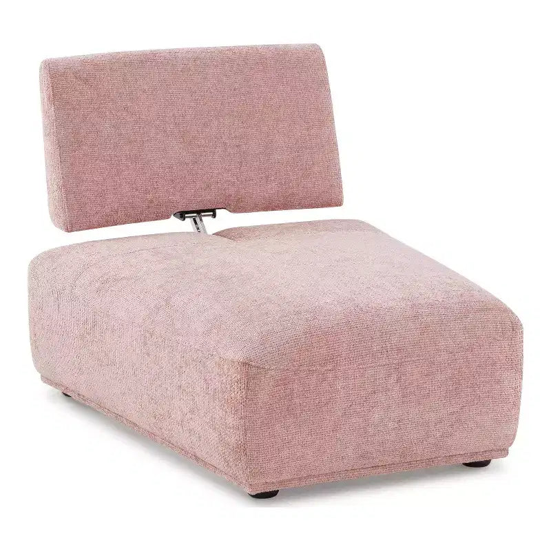 HOMES: Inside + Out Povoa, Chaise sans accoudoirs trapézoïdale modulaire moderne en chenille avec dossier extensible, Rose