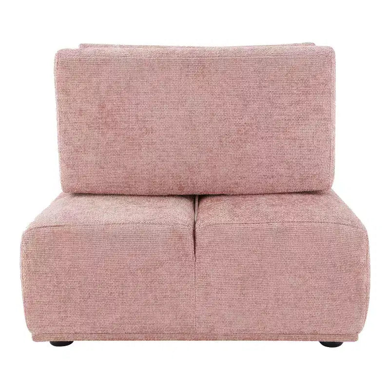 HOMES: Inside + Out Povoa, Chaise sans accoudoirs trapézoïdale modulaire moderne en chenille avec dossier extensible, Rose