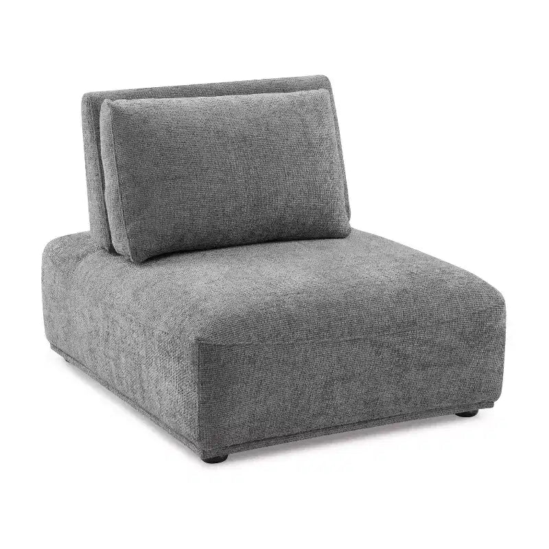 HOMES: Inside + Out Povoa Modern Modular Armless Chair Chenille with Extendable Backrest Gray