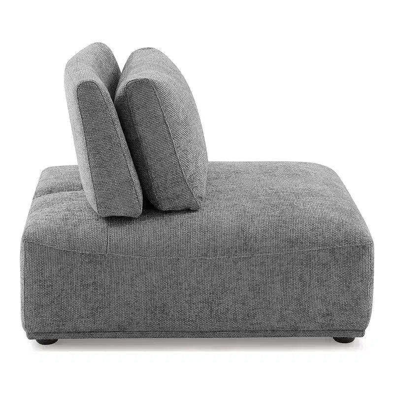 HOMES: Inside + Out Fauteuil sans accoudoirs modulaire moderne Povoa en chenille avec dossier extensible Gris