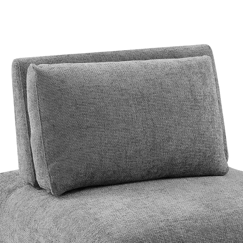 HOMES: Inside + Out Fauteuil sans accoudoirs modulaire moderne Povoa en chenille avec dossier extensible Gris