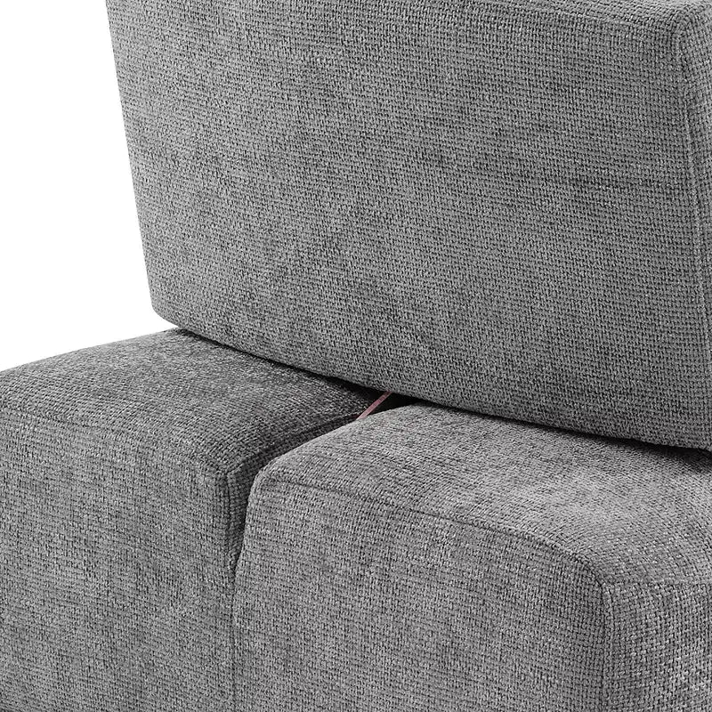 HOMES: Inside + Out Fauteuil sans accoudoirs modulaire moderne Povoa en chenille avec dossier extensible Gris