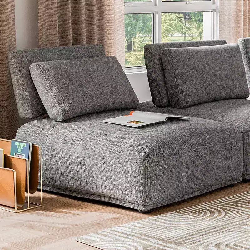 HOMES: Inside + Out Fauteuil sans accoudoirs modulaire moderne Povoa en chenille avec dossier extensible Gris