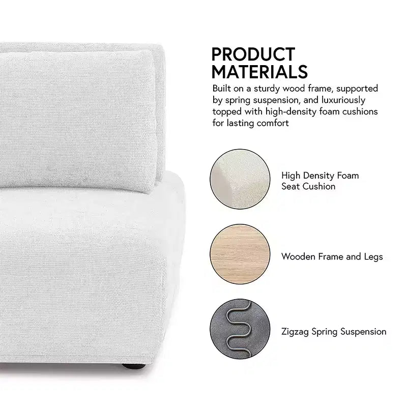HOMES: Inside + Out Fauteuil sans accoudoirs modulaire moderne Povoa en chenille avec dossier extensible Gris