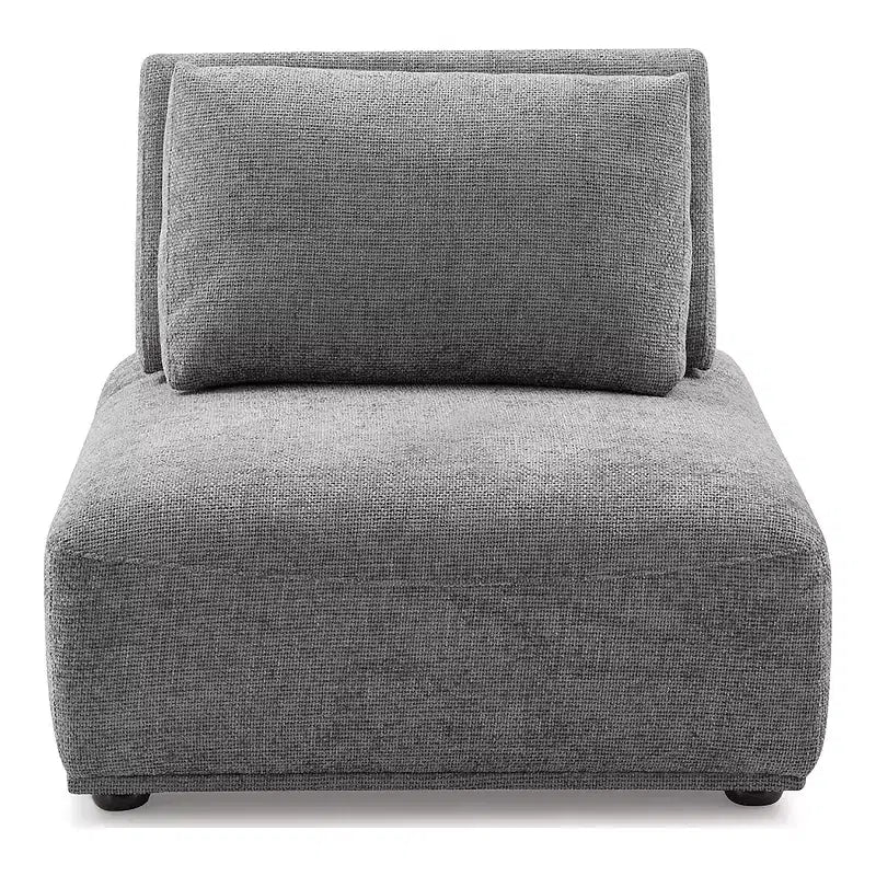 HOMES: Inside + Out Fauteuil sans accoudoirs modulaire moderne Povoa en chenille avec dossier extensible Gris