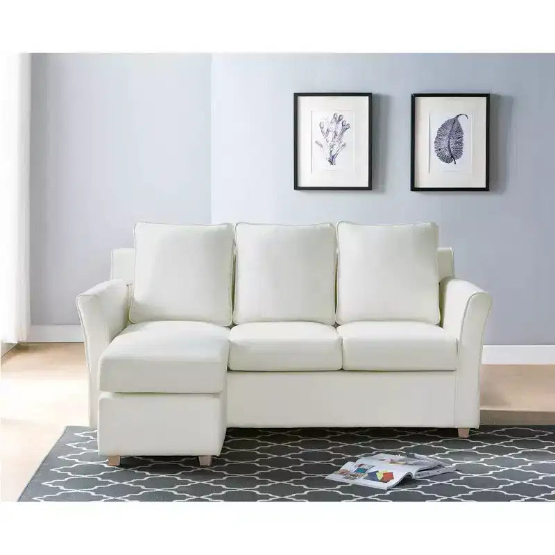 Canapé rembourré Henri Crème Amande - HOMES: Inside + Out: Canapé d'angle transitionnel en microfibre