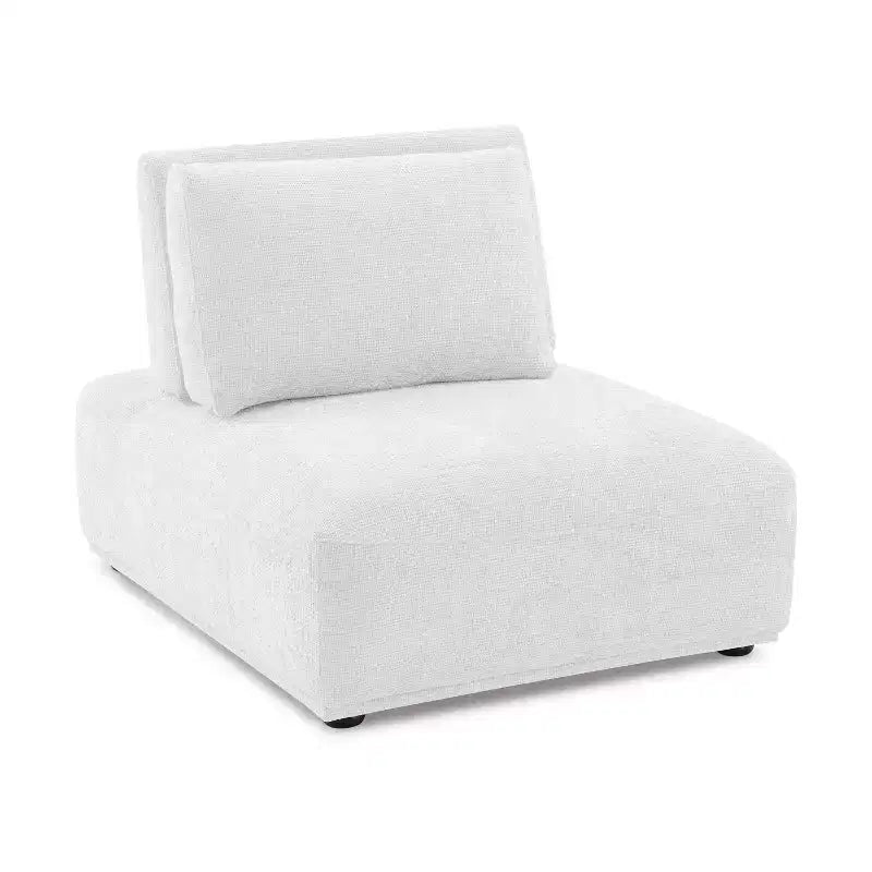 HOMES: Inside + Out Povoa Modern Modular Armless Chair Chenille with Extendable Backrest White