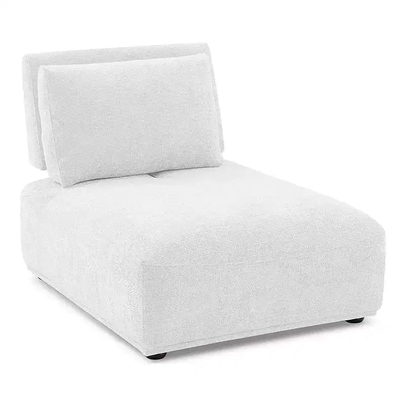 SALONS : Intérieur + Extérieur Fauteuil sans accoudoirs modulaire moderne Povoa en chenille avec dossier extensible blanc