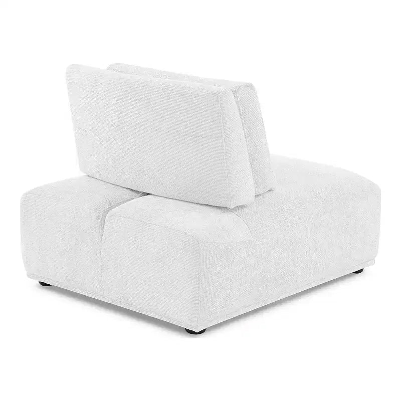 SALONS : Intérieur + Extérieur Fauteuil sans accoudoirs modulaire moderne Povoa en chenille avec dossier extensible blanc