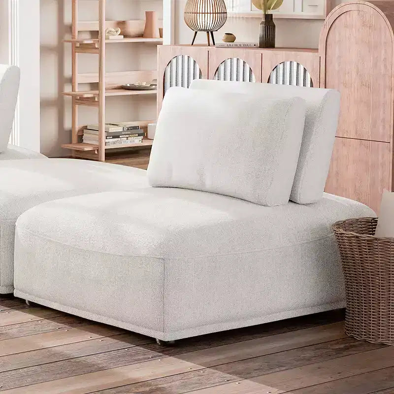 SALONS : Intérieur + Extérieur Fauteuil sans accoudoirs modulaire moderne Povoa en chenille avec dossier extensible blanc