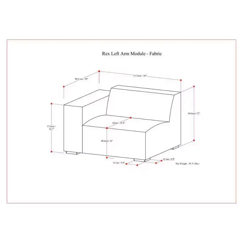 Module accoudoir gauche WyndenHall Biggs gris pâle