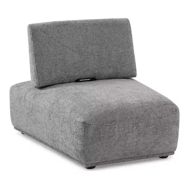 HOMES: Inside + Out Chaise sans accoudoirs trapézoïdale modulaire moderne Povoa en chenille avec dossier extensible Gris
