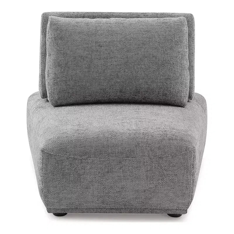 HOMES: Inside + Out Chaise sans accoudoirs trapézoïdale modulaire moderne Povoa en chenille avec dossier extensible Gris