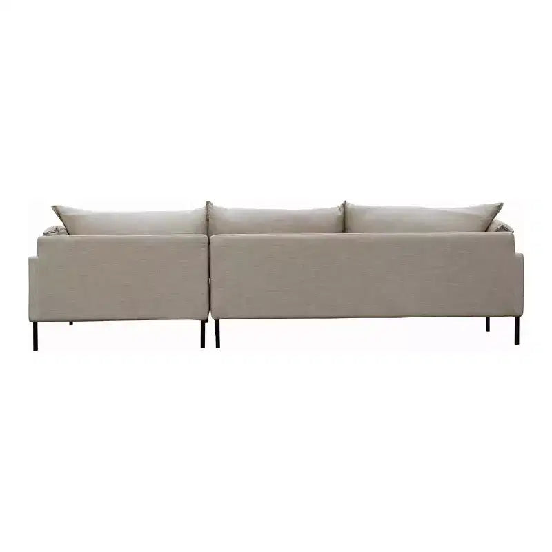Sabula Sectionnel Droit Sable Beige - Alder Bay : Mélange Lin, Coussins Garnis de Plumes, Structure en Bois
