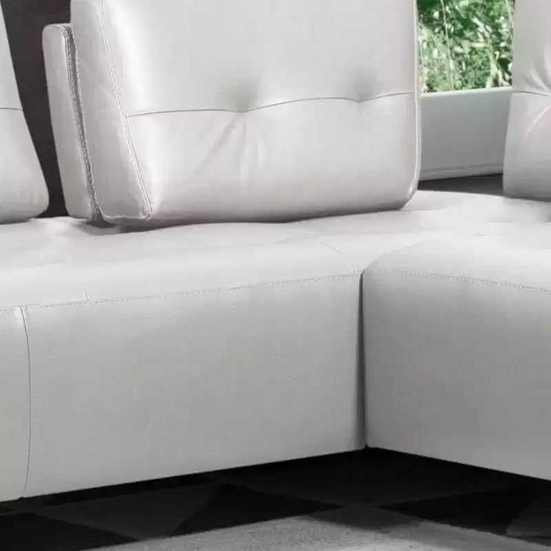 Acme Furniture Canapé d'angle Turano en cuir blanc perle