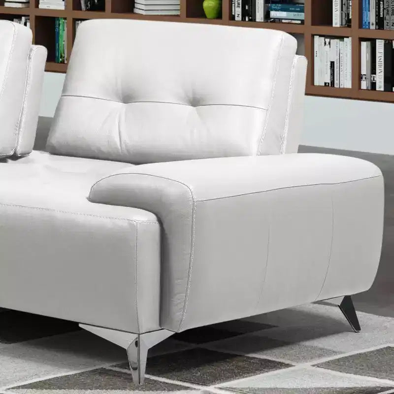 Acme Furniture Canapé d'angle Turano en cuir blanc perle