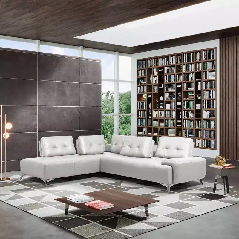 Acme Furniture Canapé d'angle Turano en cuir blanc perle